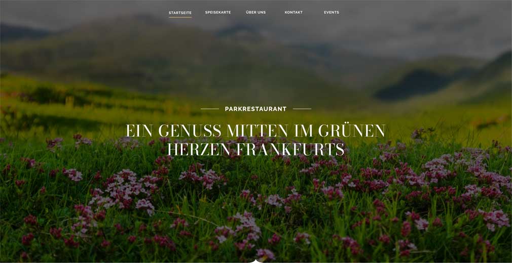 Screenshot einer Restaurant Webseite